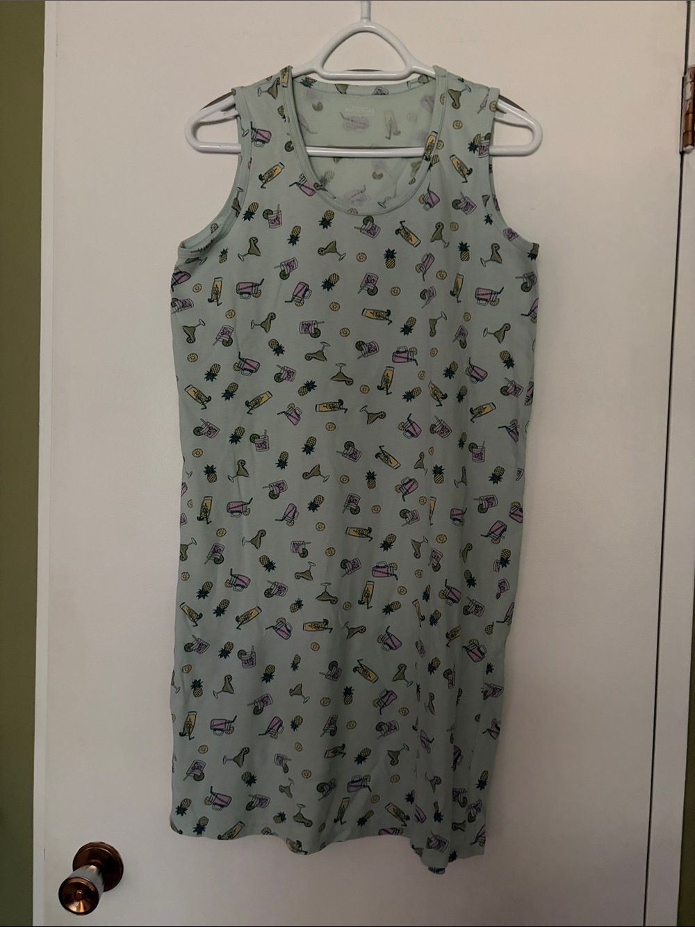 Northern Reflections Mint Green Sleeveless Pajama Nightgown with Print